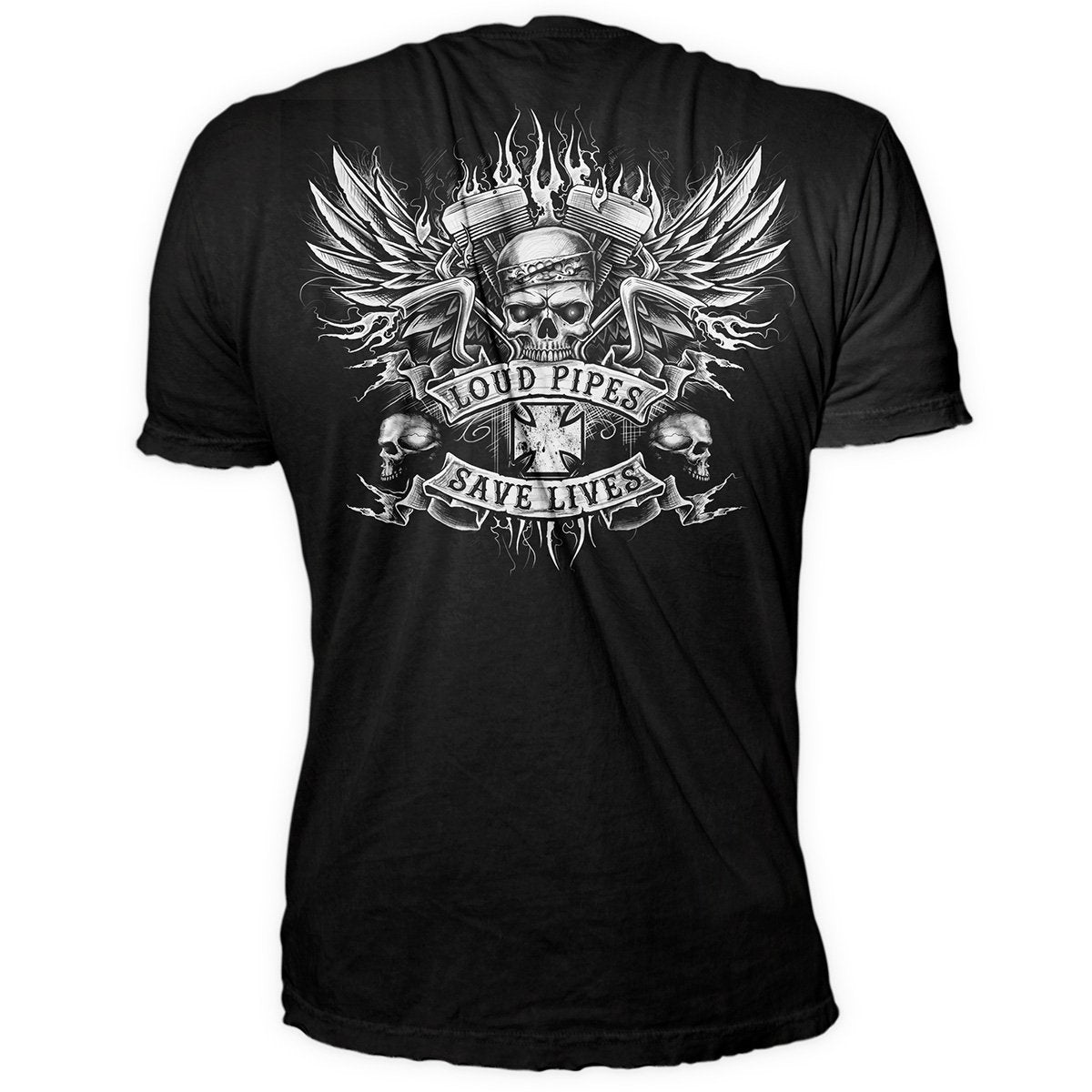 Loud Pipes Bandanna Skull Tee