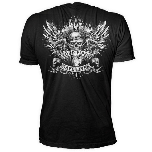Loud Pipes Bandanna Skull Tee