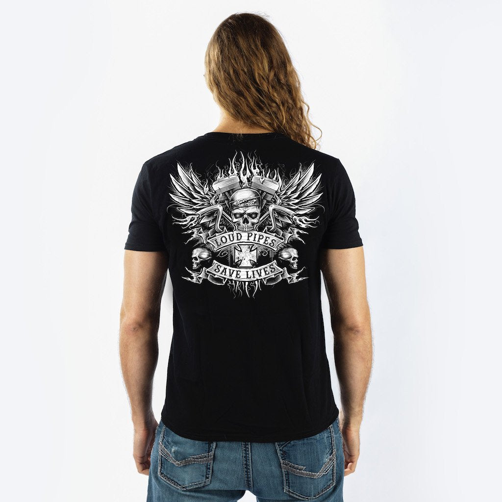 Loud Pipes Bandanna Skull Tee
