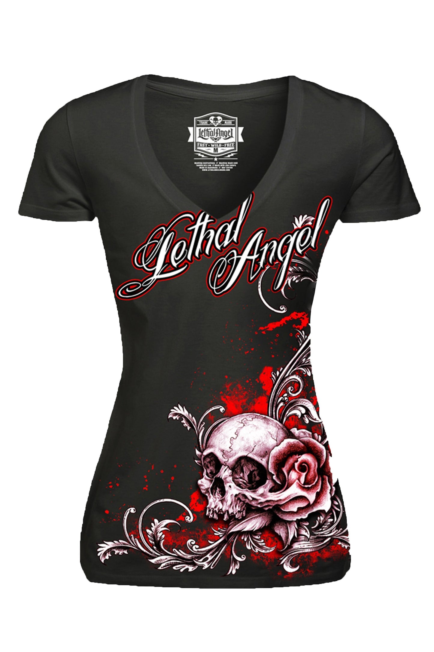Floral Skull V-Neck Tee