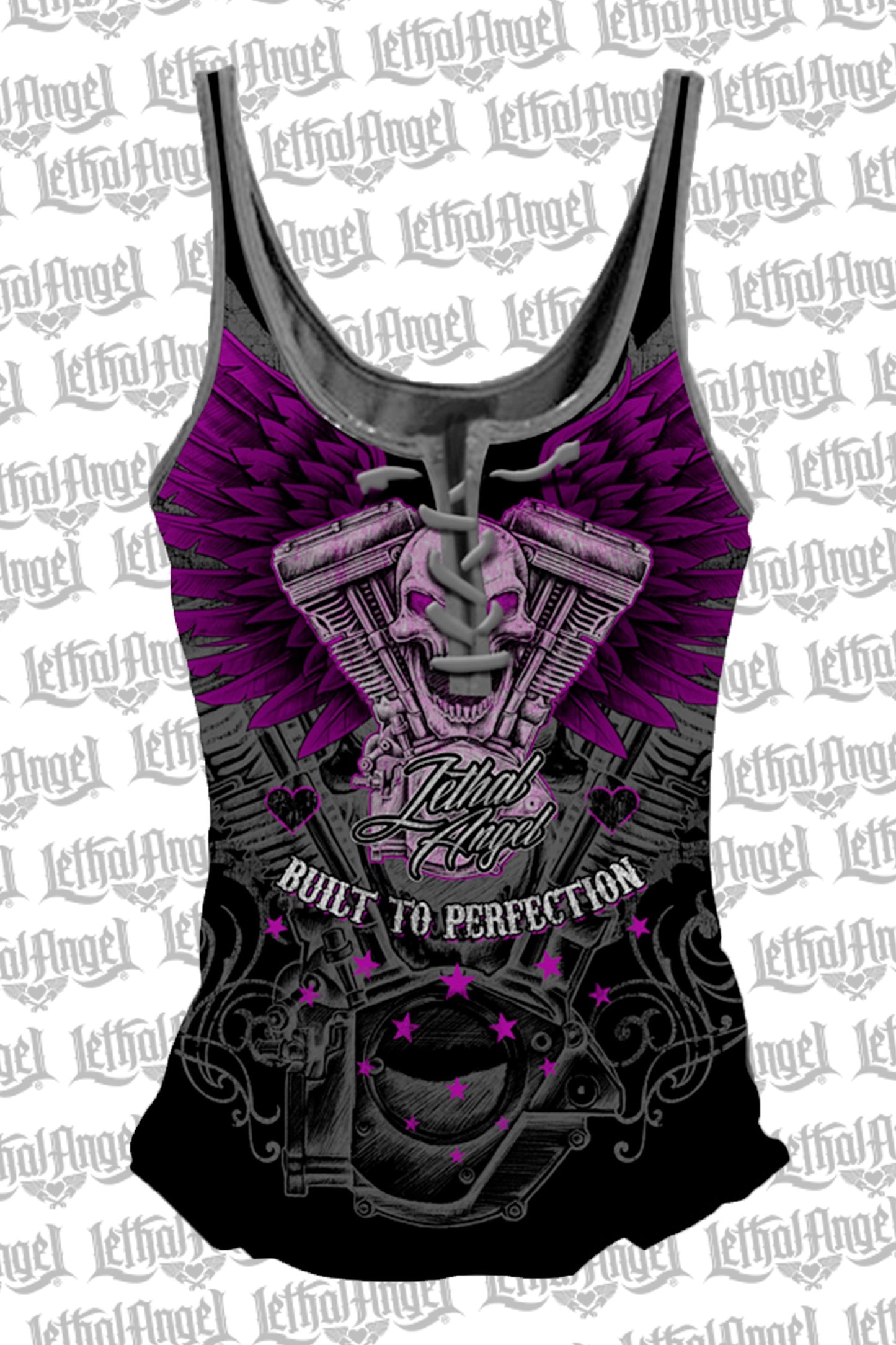 V-Twin Skull Lace Up Tank Top