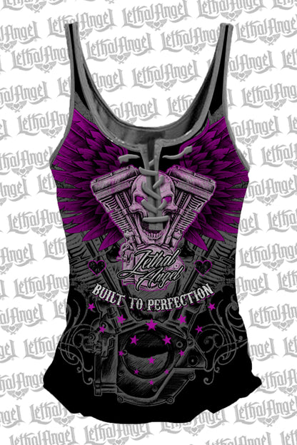 V-Twin Skull Lace Up Tank Top