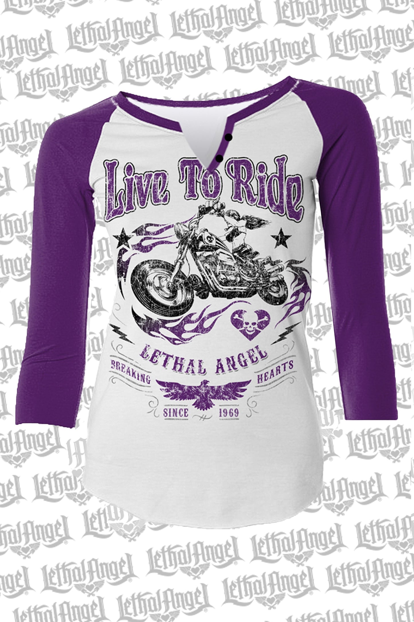 Live To Ride 3/4 Raglan Sleeve Shirt