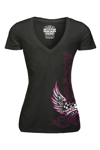 Race Heart V-Neck Tee
