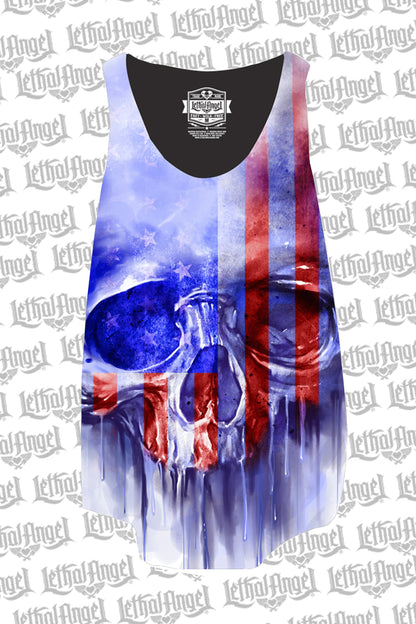 USA Painted Skull Razor Back Tank Top