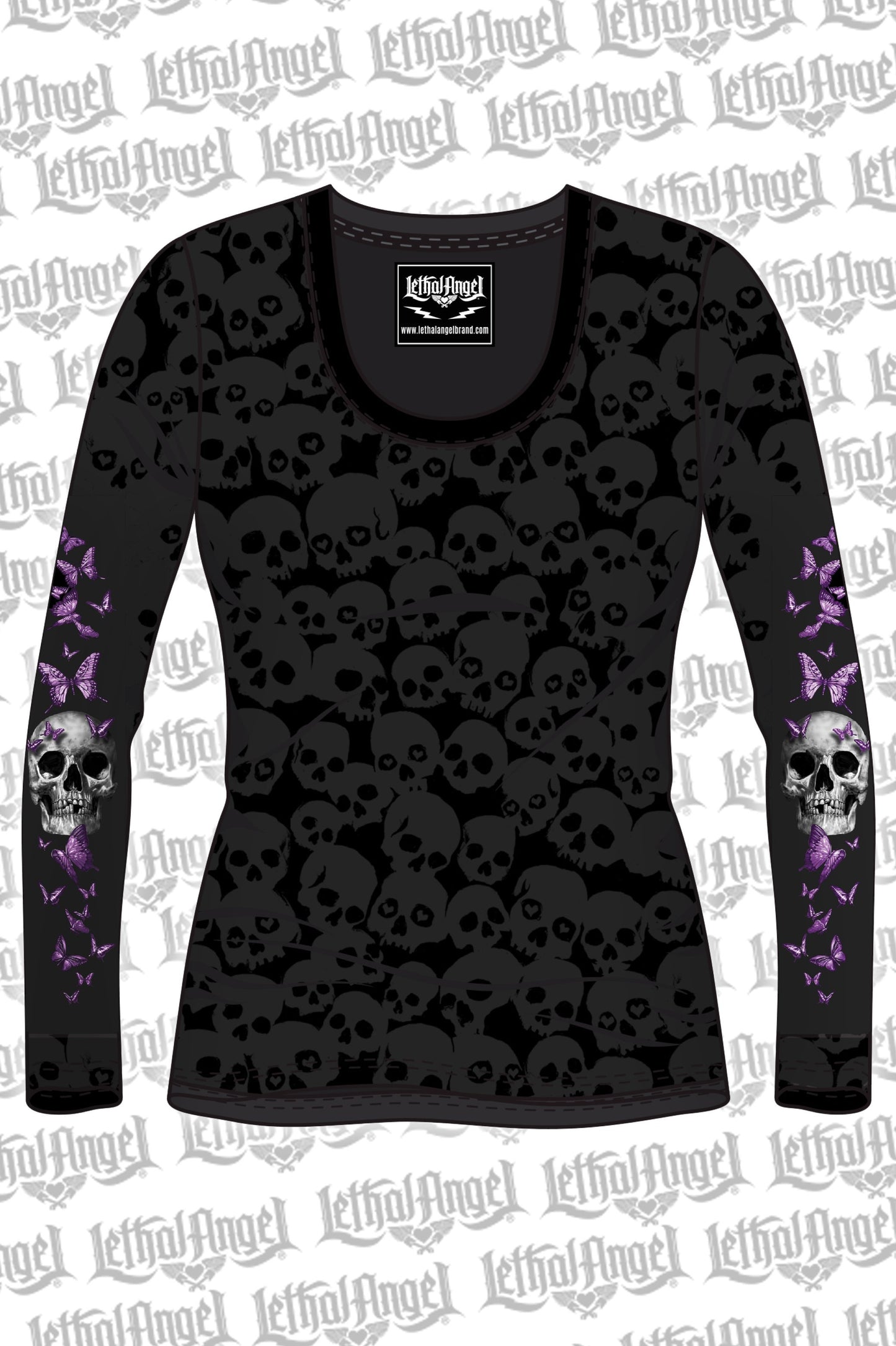 Butterfly Skull Burnout Long Sleeve