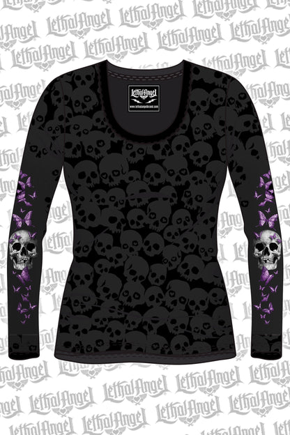 Butterfly Skull Burnout Long Sleeve