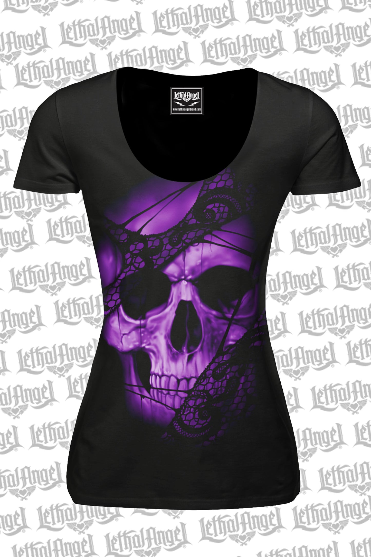 Purple Lace Skull Tee Shirt