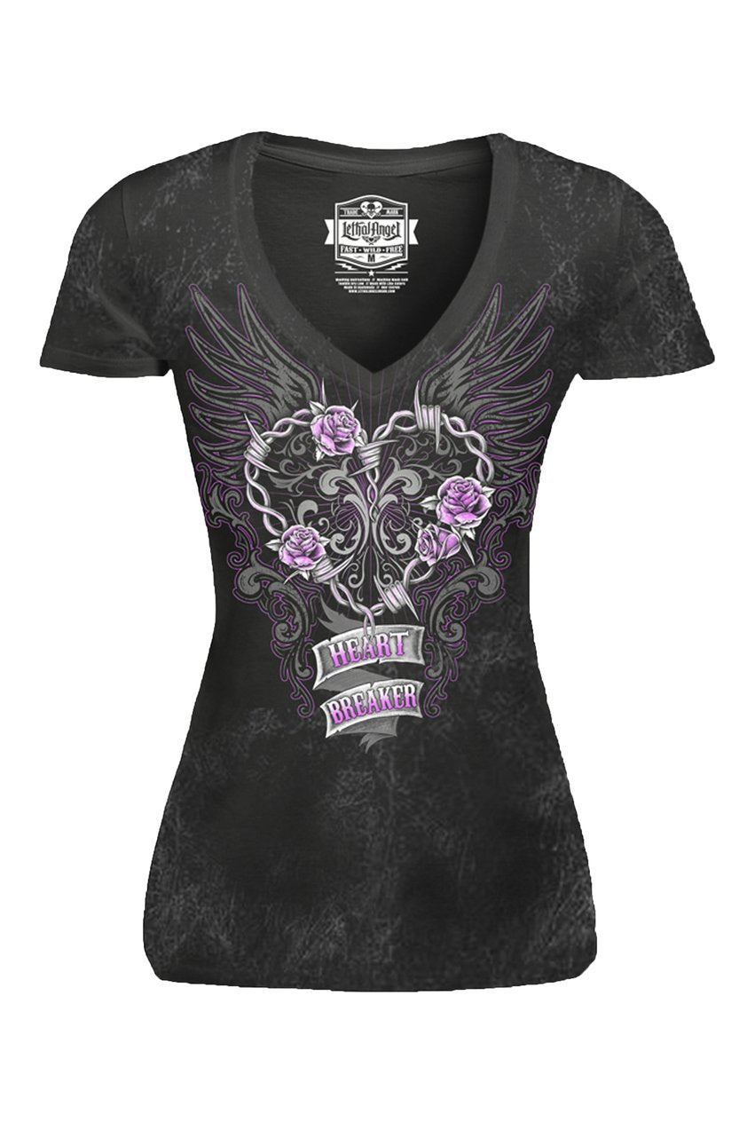 Heart Breaker V Neck Tee