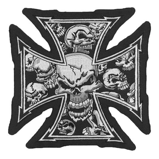 Gray Iron Cross Skull Large Patch