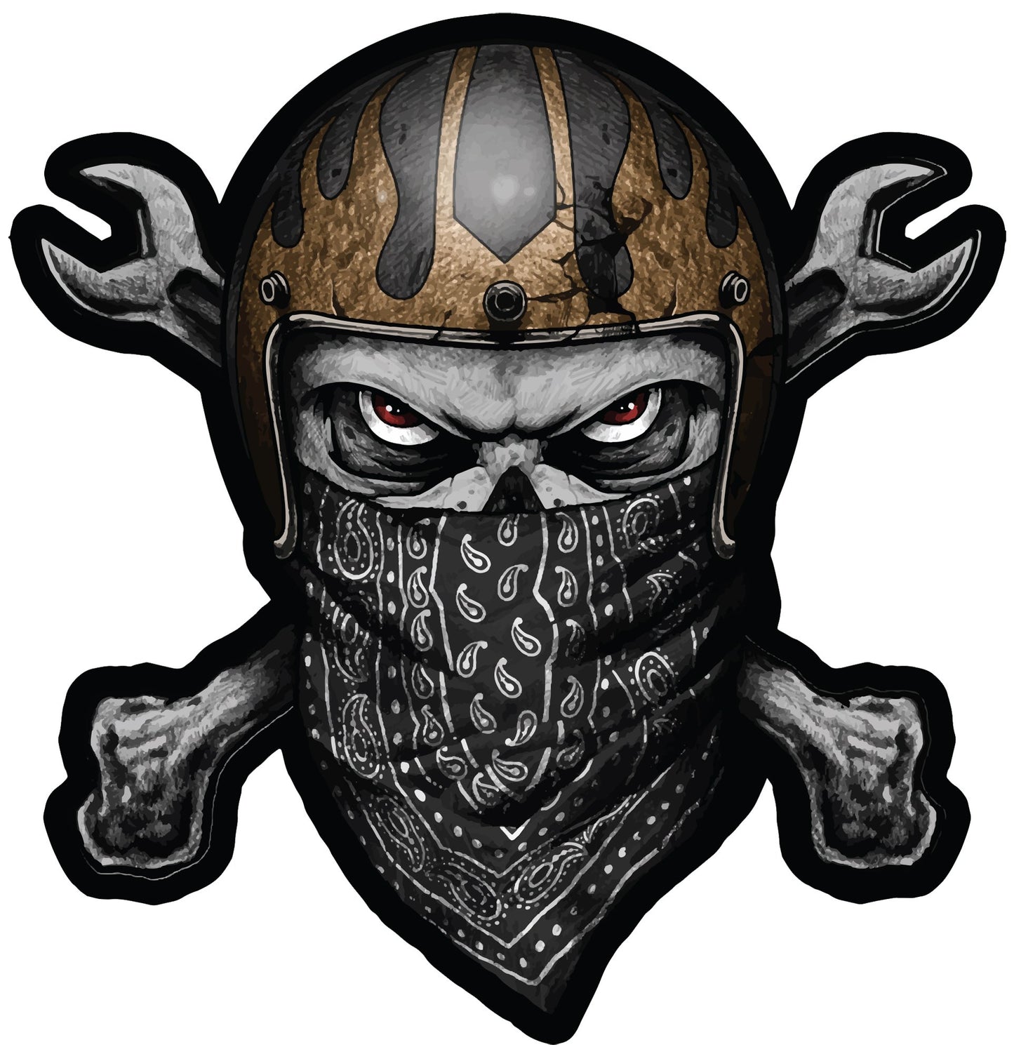 Black Bandana Skull Embroidered Patch