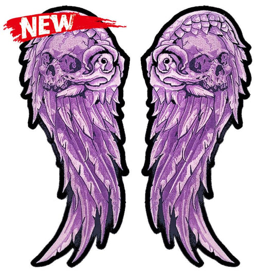 Purple Skull Wing Set Embroidered Patches