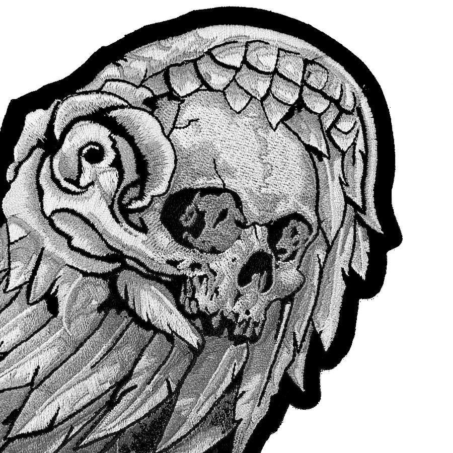 Gray Skull Wing Set Embroidered Patches