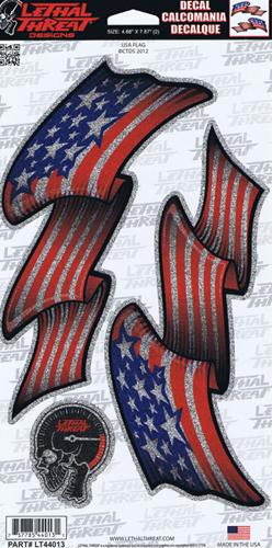 USA Flag Glitter Decal Set
