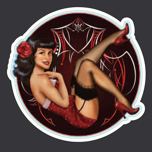 Pinstripe Pinup Red - Mini Decal