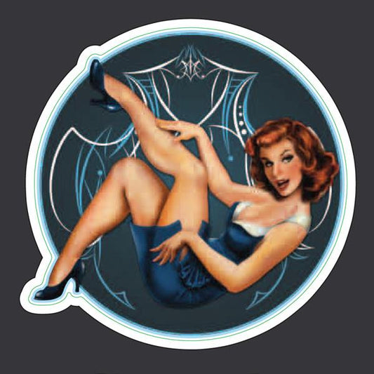 Pinstripe Pinup Blue - Mini Decal