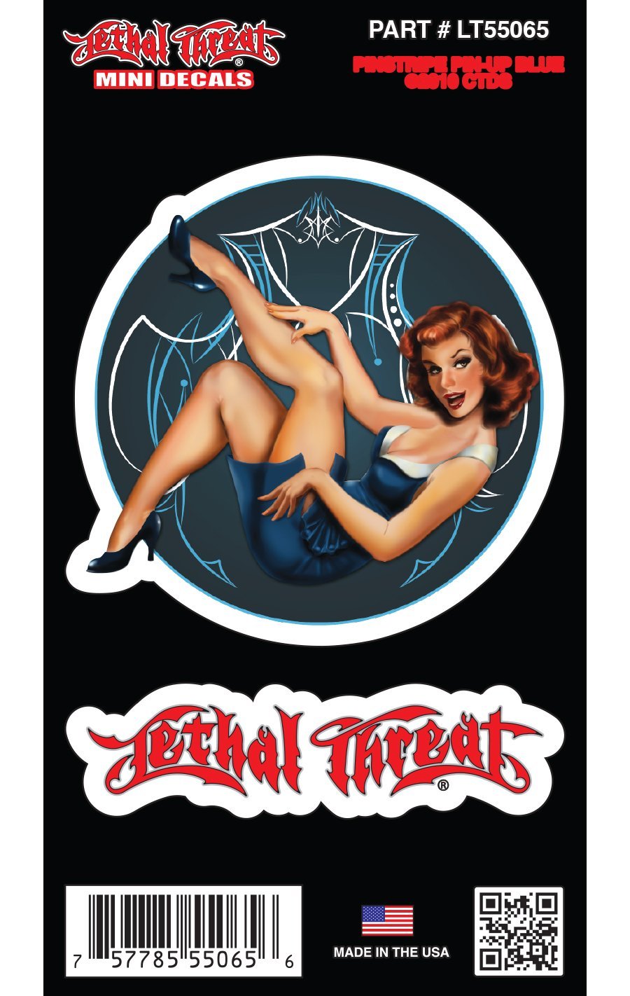 Pinstripe Pinup Blue - Mini Decal