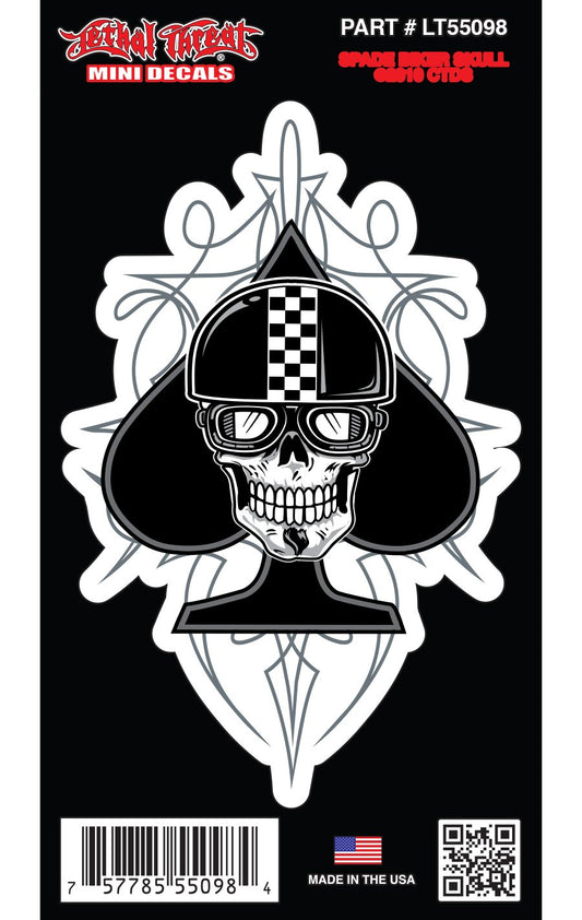 Spade Biker Skull - Mini Decal