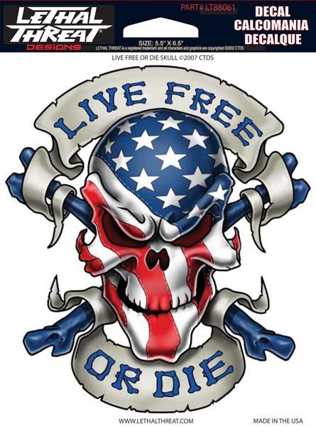 Live Free or Die Skull Decal