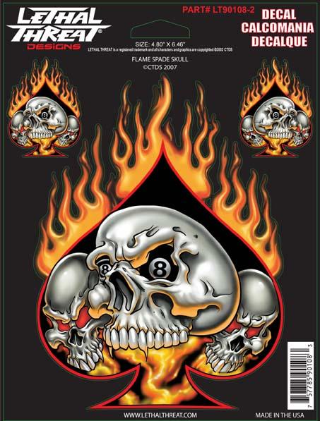 Flaming Skull Spade