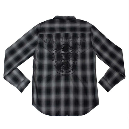 Motor Death Grey Plaid Button Down