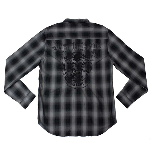 Motor Death Grey Plaid Button Down