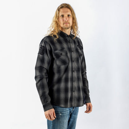 Motor Death Grey Plaid Button Down
