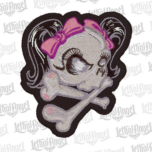Pink Ribbon Skull Mini Patch