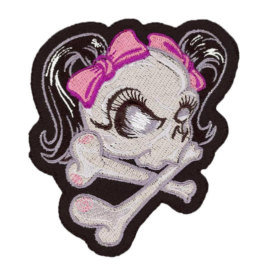 Pink Ribbon Skull Mini Patch