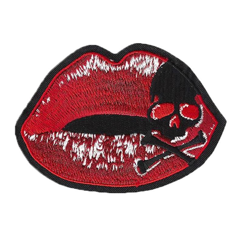 Red Lip Skull Mini Patch