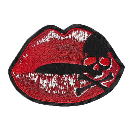 Red Lip Skull Mini Patch