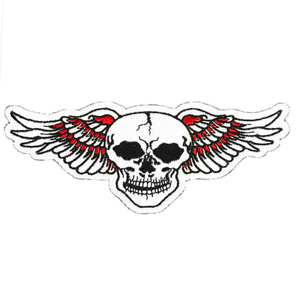 Orange Wing Skull Vintage Embroidered Patch