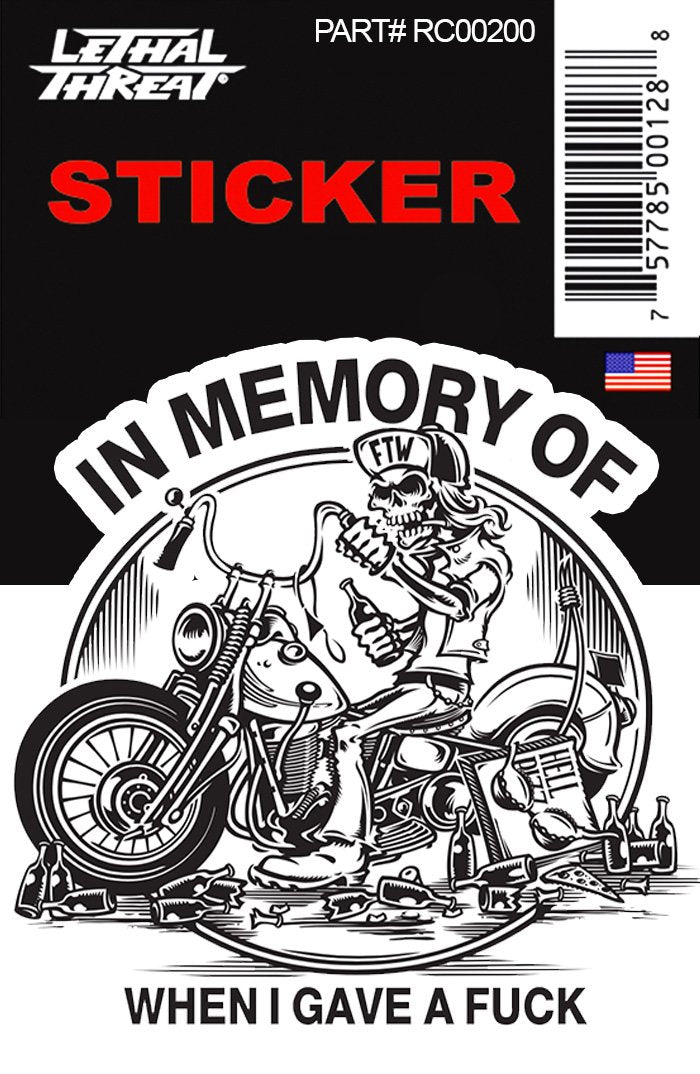 Rude & Crude Decal: In Memory of When I Gave a Fuck