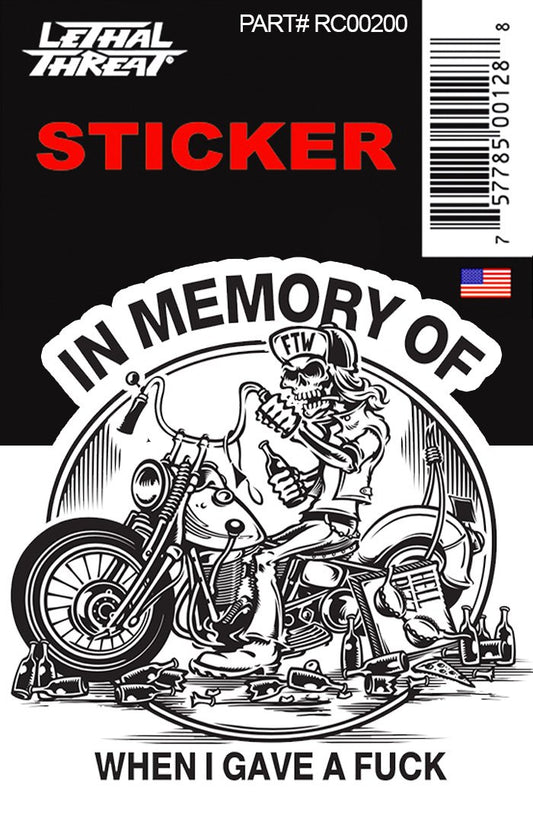 Rude & Crude Decal: In Memory of When I Gave a Fuck