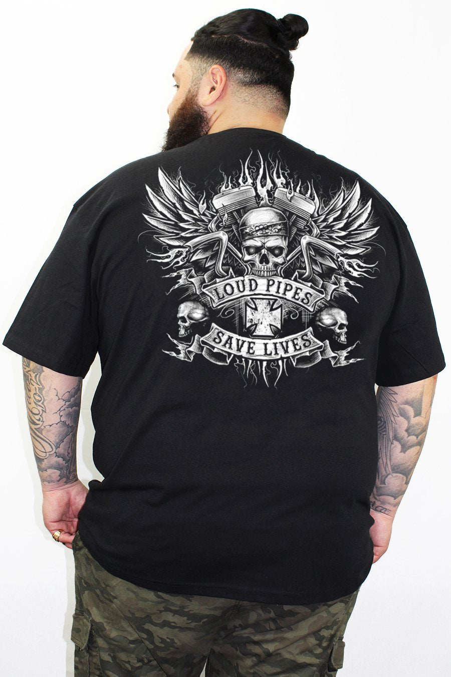 Loud Pipes Bandanna Skull Tee