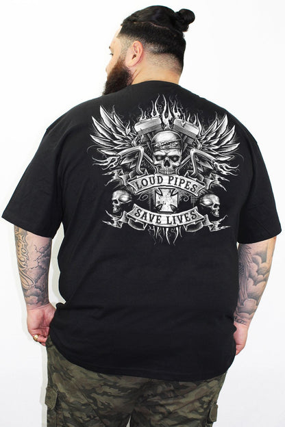 Loud Pipes Bandanna Skull Tee