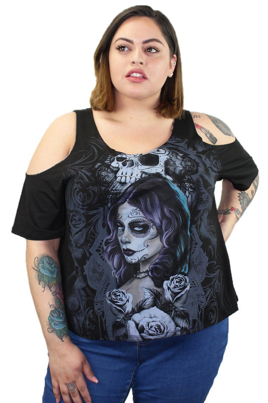 Queen of Hearts Shoulder Peak Shirt