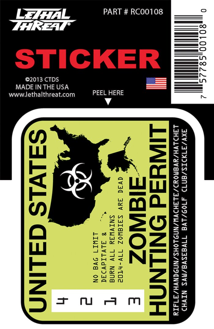 Rude & Crude Decal: Zombie Permit