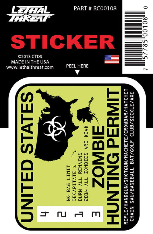 Rude & Crude Decal: Zombie Permit