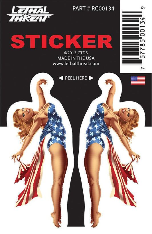 Rude & Crude Decal:  USA Pin Up Girl