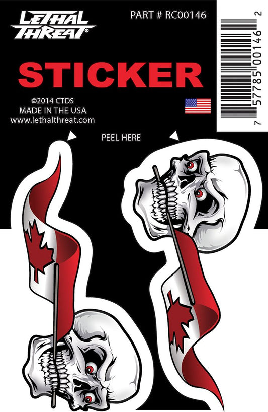 Rude & Crude Decal: Canada Flag Skull Red Eyes