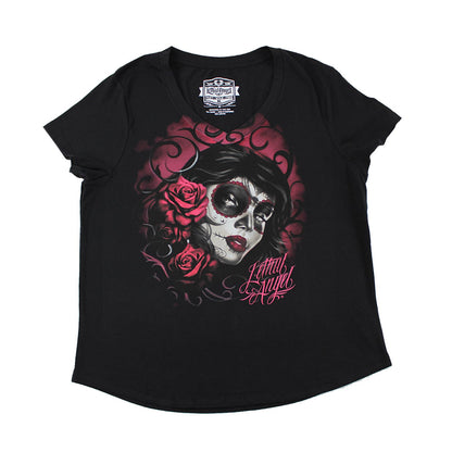 Red Catrina V Neck Tee