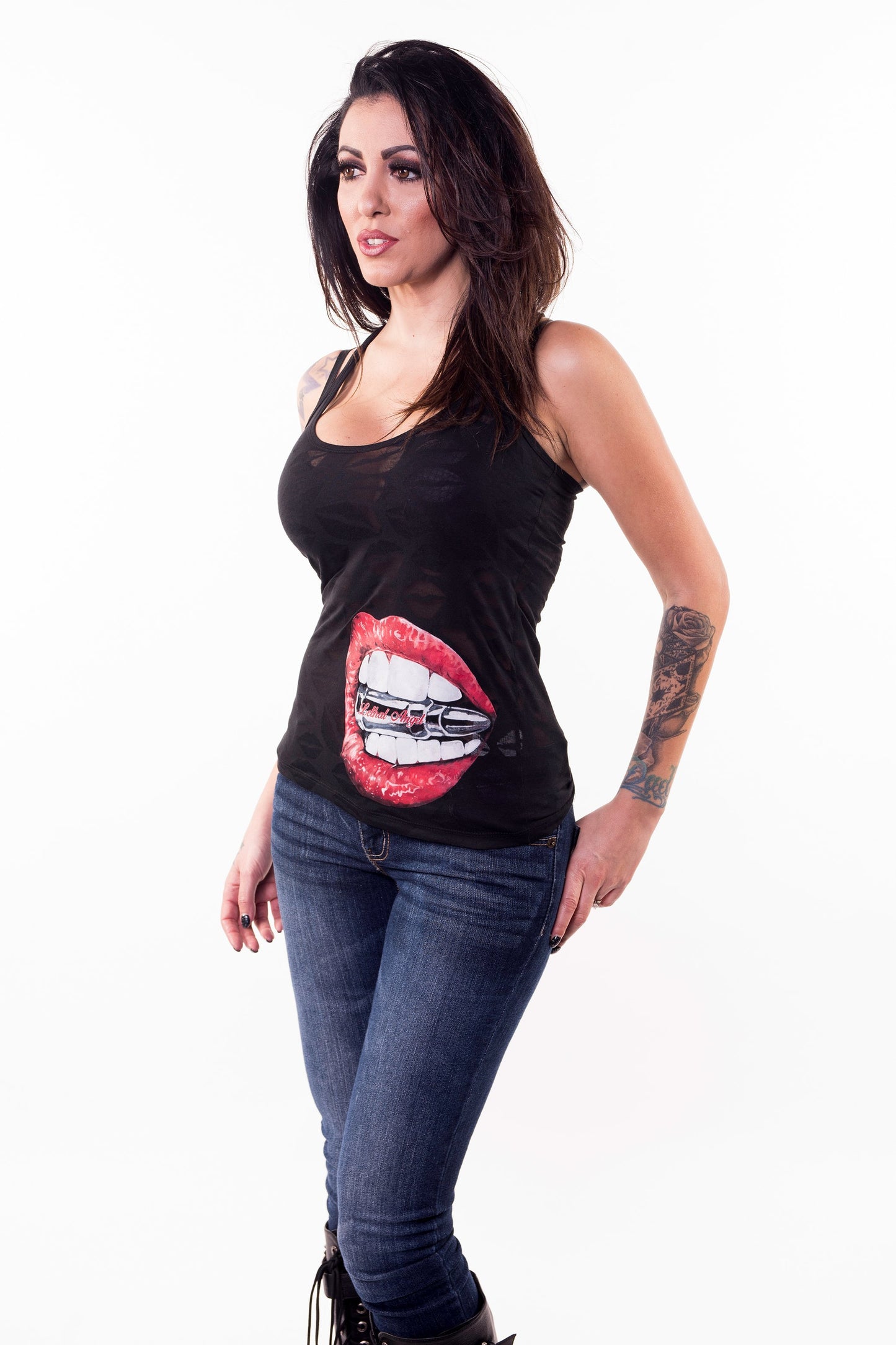 Bite the Bullet Burn Out Razor Back Tank Top