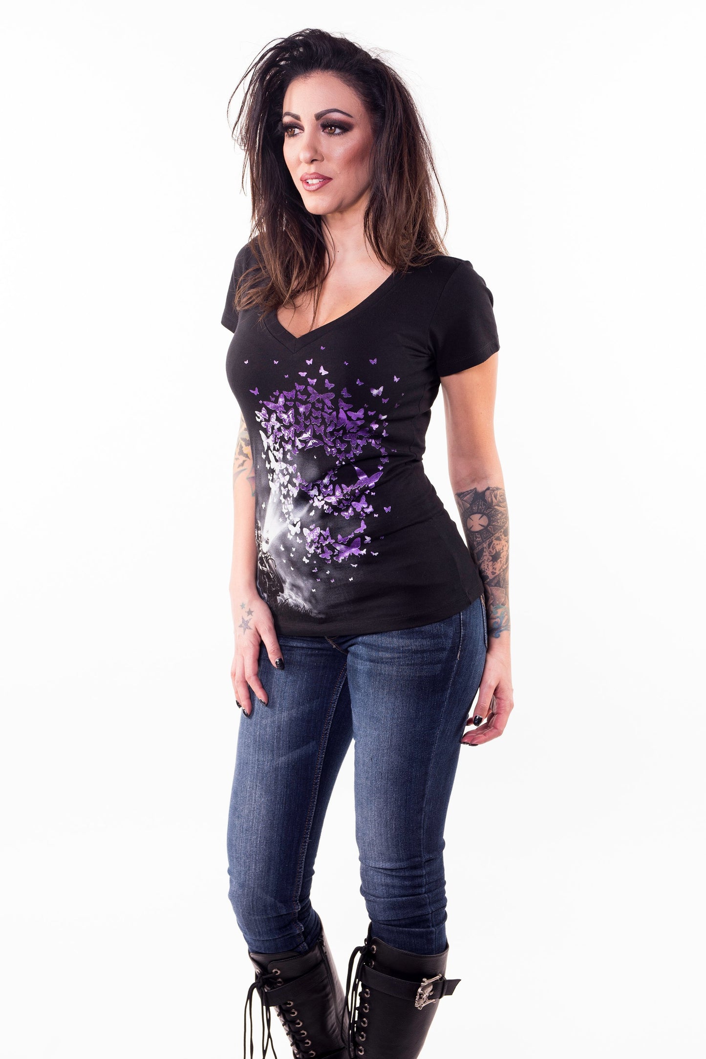Butterfly Light V Neck Tee