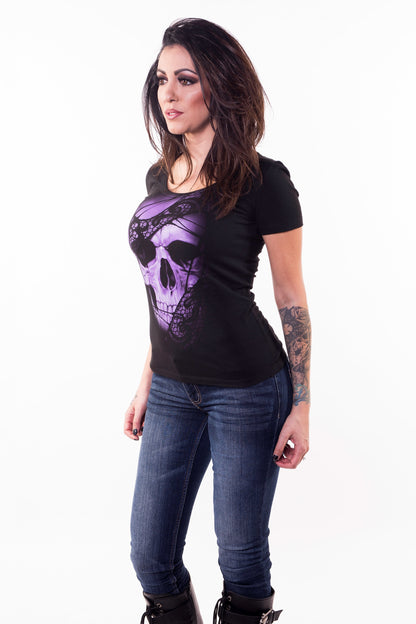 Purple Lace Skull Tee Shirt