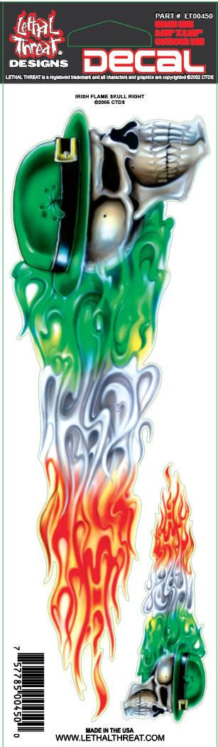 Irish Flame Skull Right Decal