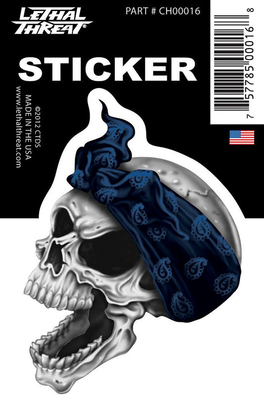 Rude & Crude Decal: Bandana Skull Left Blue