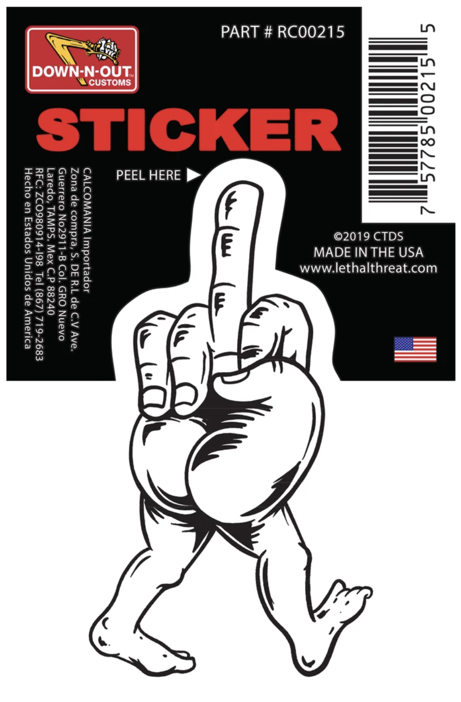 Rude & Crude Decal; Middle Finger