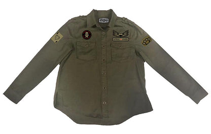 Untamed Army Green Embroidered Button Down Shirt
