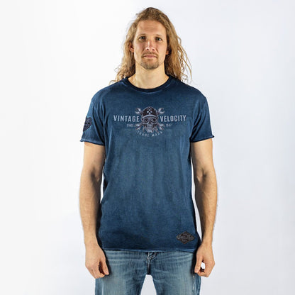 Vintage Velocity Speed Shop Blue Wash Tee